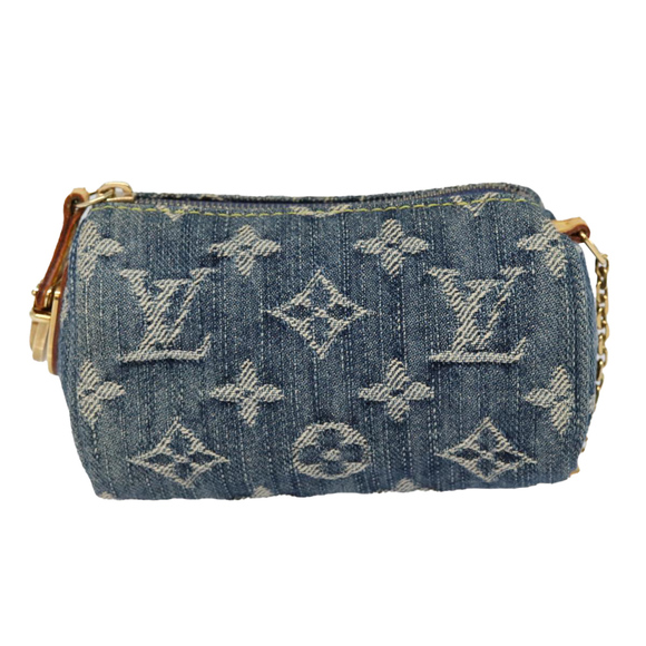 LOUIS VUITTON Monogram Denim Trousse Speedy Pouch Blue M95082 LV Auth 87601A - Picture 13 of 16
